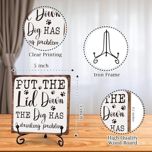 Funny Dog Bathroom Decor Wooden Plaque