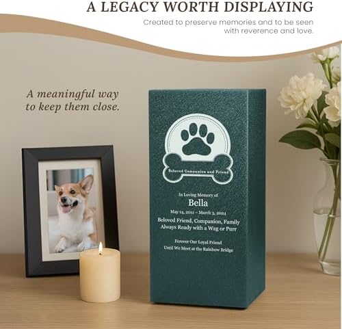 Elegant Customizable Cremation Urn for Pets - Dog Badge with Base