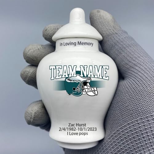 Custom Football Porcelain Urn with Name and Jersey Number 1