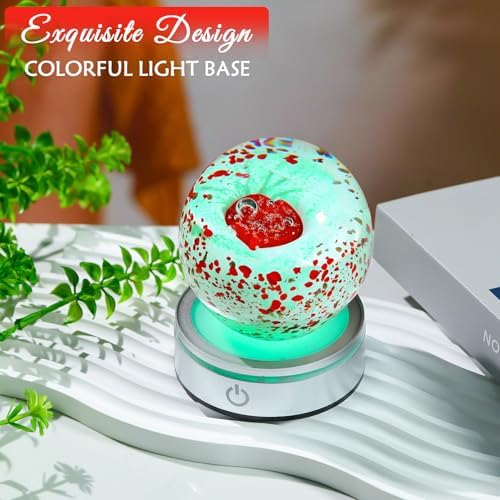Enjinkail Red Heart Crystal Ball with LED Base