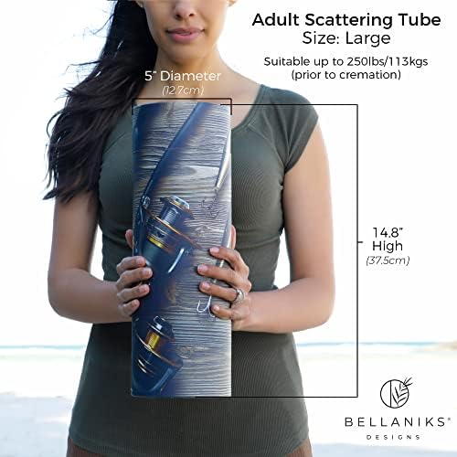 Bellaniks Scattering Tubes for Human Ashes - Grey Fishing Design Cremation Urn