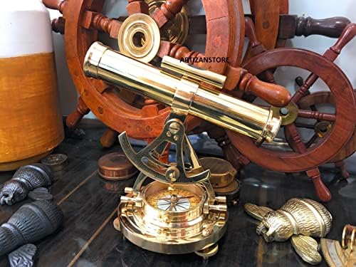 Maritime Brass Telescope Compass with Level and Telescope