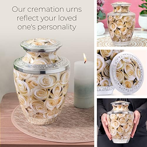 White Rose Cremation Urn for Human Ashes Adult Female