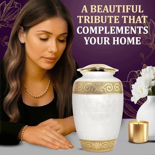 Elegant Metal Urn with Gold Trim for Women