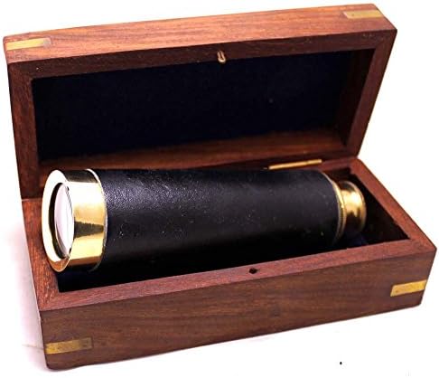 Nautical Brass Spyglass Telescope 10 Inches with Wooden Box