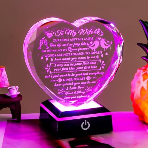 Romantic Crystal Heart Gift for Wife from Husband