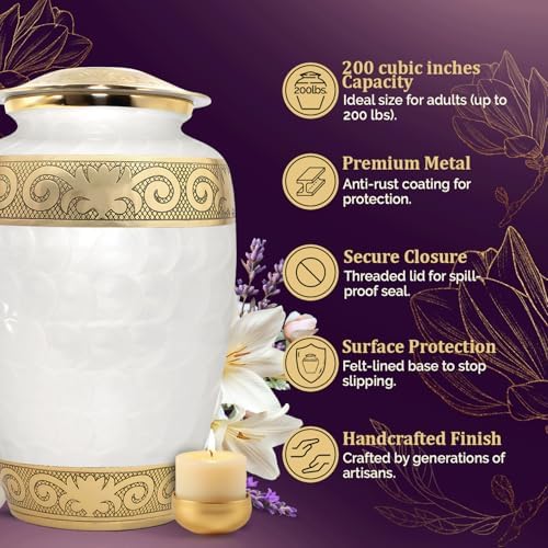 Elegant Metal Urn with Gold Trim for Women