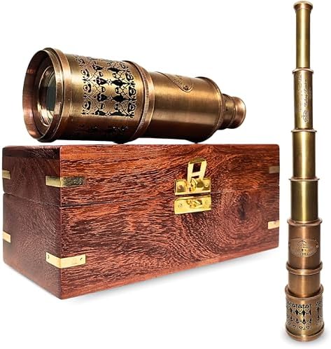 Antique Victorian Marine Telescope with Wooden Box