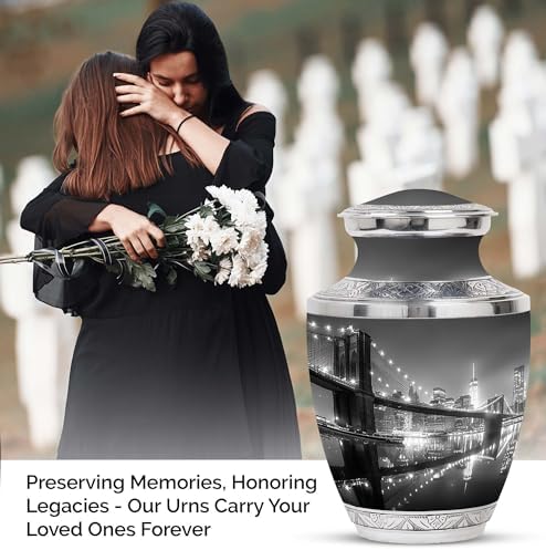 Brooklyn Bridge At Night Decorative Urn For Human Ashes