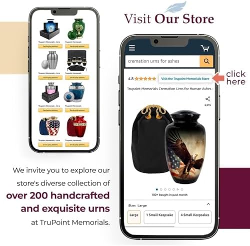 Trupoint Memorials Large Black Cremation Urn for Human Ashes
