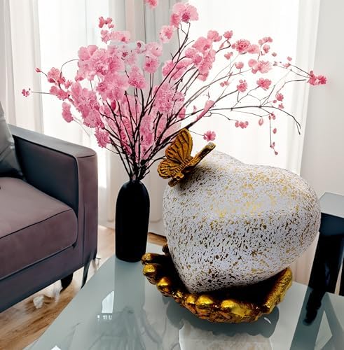 Butterfly Heart Urn with Gold Stand for Ashes