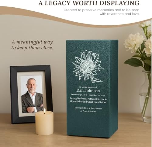Amaranthine Urn Decorative Cremation Urn with Custom Sunflower Design