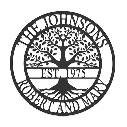 Personalized Family Tree Metal Name Sign - 12 Inch Wall Decor