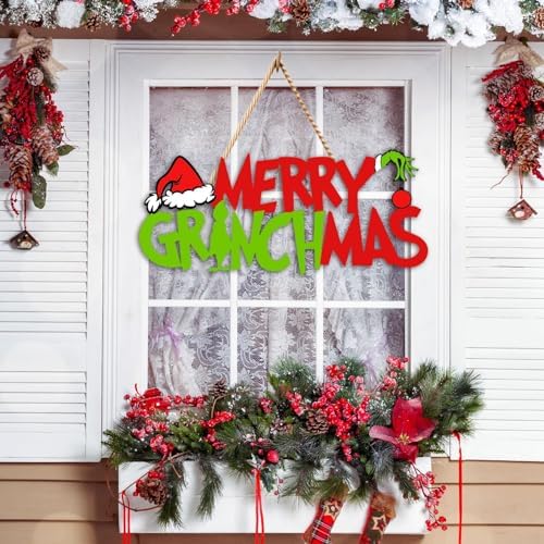 2 Piece Christmas Door Signs with Hanging Strings