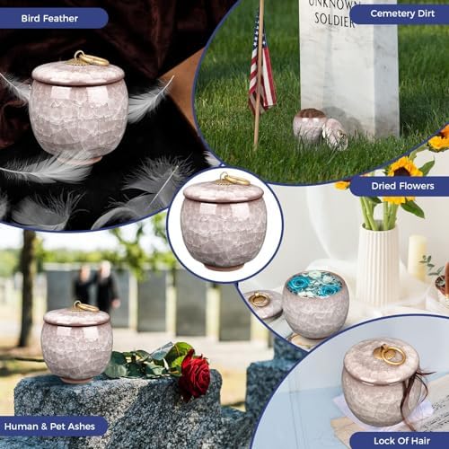 Small Ceramic Urn for Human Ashes Keepsake with Black Box