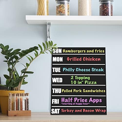 Weekly Meal Planner Chalkboard Sign - 115x145 Inch Reusable Wall Mount Organizer