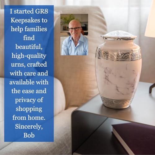Classic White Marble Cremation Urn for Adult Ashes