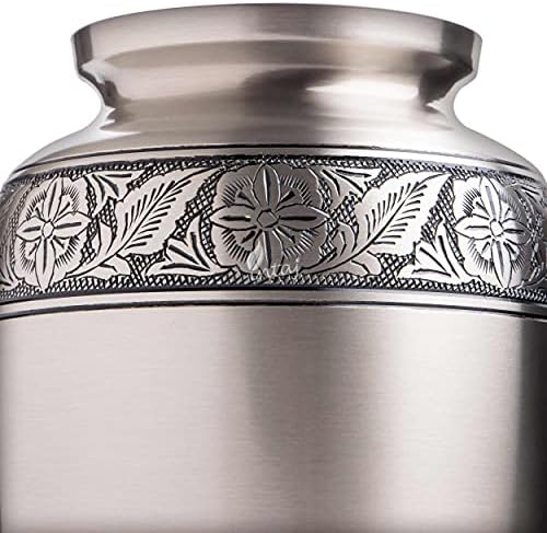 INTAJ Pewter Brass Cremation Urn for Adult Ashes