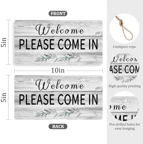 Welcome Sign for Front Door Double-Sided Wooden Decor
