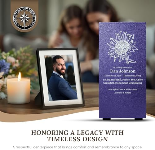 Amaranthine Urn Decorative Cremation Urn with Custom Sunflower Design