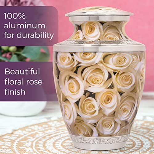 White Rose Cremation Urn for Human Ashes Adult Female