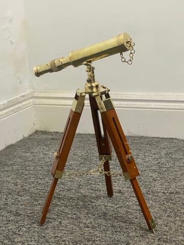 Handmade Antique Brass Telescope with Tripod Stand
