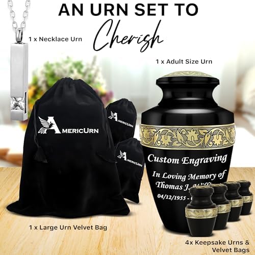 Personalized Engraved Urn Set of 6 for Ashes