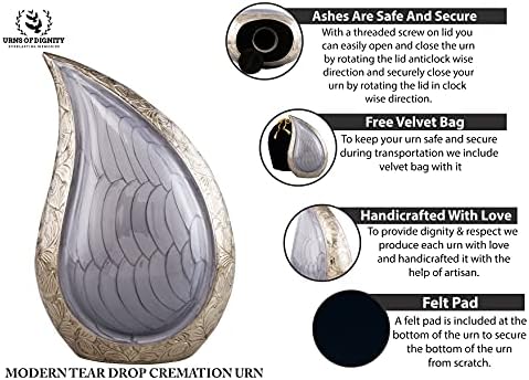 Cremation Urn Modern Teardrop Design for Human Ashes Adult Funeral Burial Home
