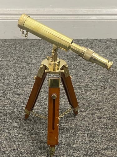 Handmade Antique Brass Telescope with Tripod Stand