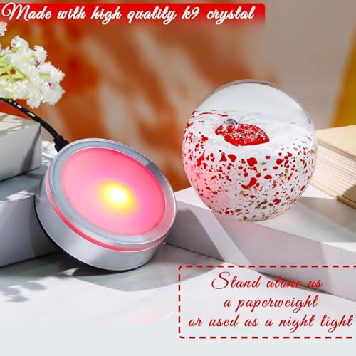 Enjinkail Red Heart Crystal Ball with LED Base