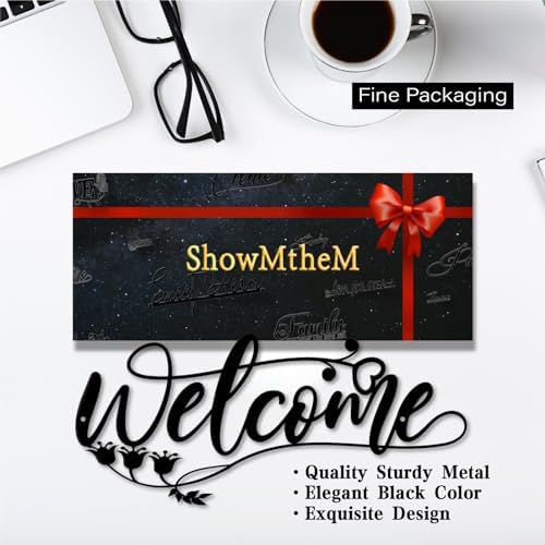 Modern Black Metal Welcome Sign 12 Inches