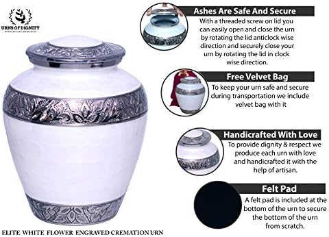 Elite Blue Flower Engraved Cremation Urn for Ashes Adult 200 Cubic Inches