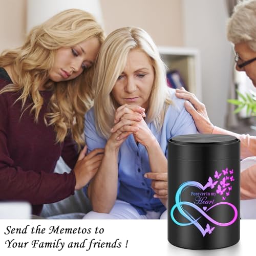 SOITIS Small Urn for Human Ashes Black Aluminum Keepsake