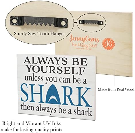 JennyGems Always Be a Shark Wooden Sign Wall Hanging