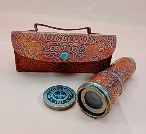 Pirate Brass Spyglass Telescope with Leather Case