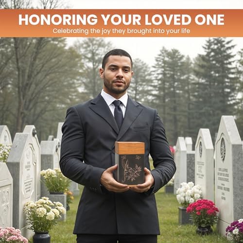 Black Walnut Hummingbird Urn for Cremation Ash Elegant Wooden Memorial Urn with Keepsake Necklaces and Velvet Bag