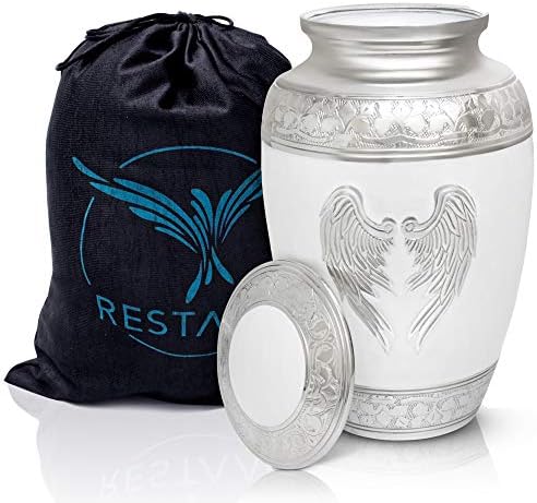 Angel Wings Urns for Human Ashes - White Metal Cremation Urn