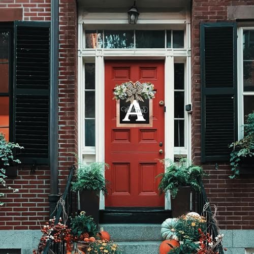 ELEFOCUS Last Name Front Porch Decor Welcome Sign Wreath