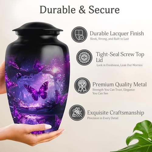 Butterfly Urn - Purple - 10 Inches - Cremation Urn for Ashes