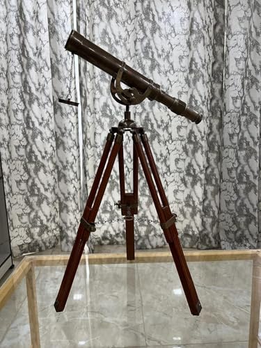 Vintage Pirate Spyglass with Wooden Tripod Stand