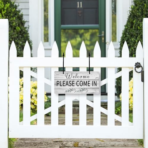 Welcome Sign for Front Door Double-Sided Wooden Decor