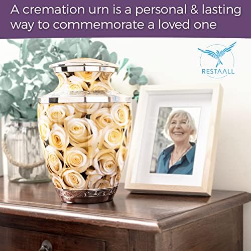 White Rose Cremation Urn for Human Ashes Adult Female