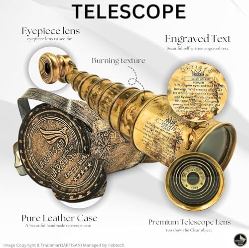 Antique Brass Telescope with Leather Case