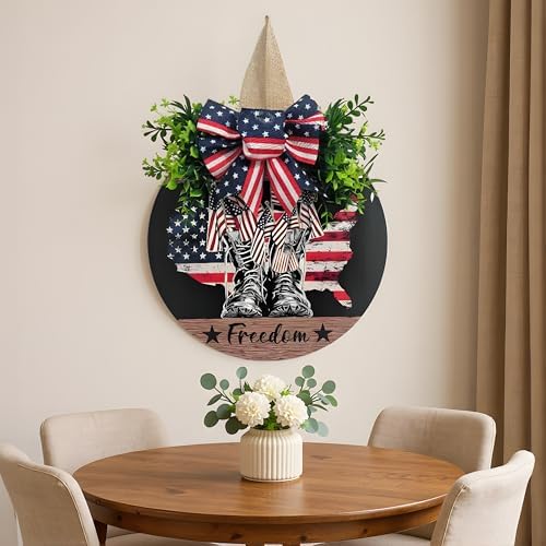 Patriotic Wreath With Flag and Boots for Ceremonies