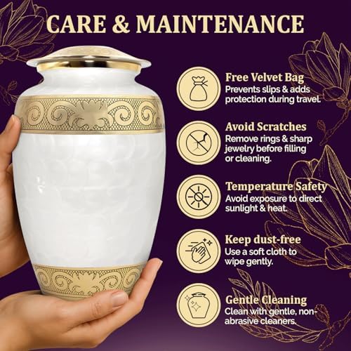 Elegant Metal Urn with Gold Trim for Women