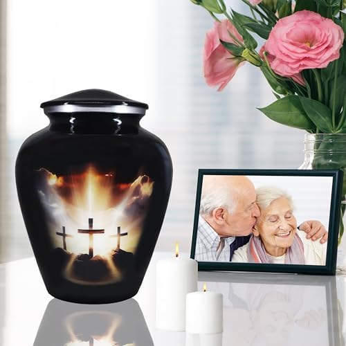 M MEILINXU Elegant Black Cremation Urn for Adult Ashes