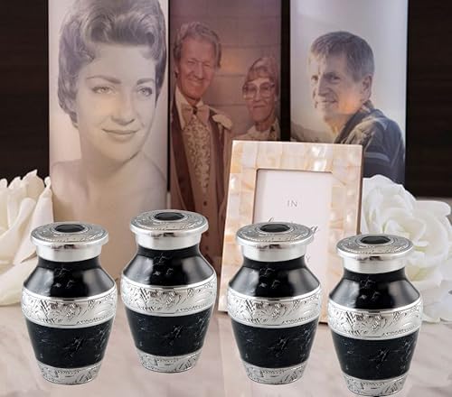 Black Small Urns for Human Ashes Keepsake Set
