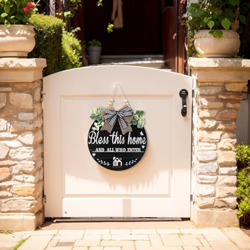 3D Bless This Home Wooden Front Door Sign Christian Welcome Decor