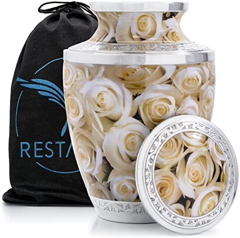 White Rose Cremation Urn for Human Ashes Adult Female