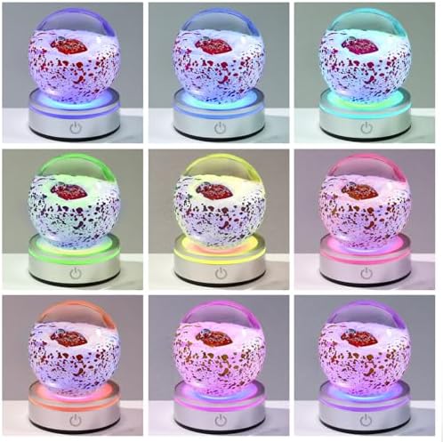 Enjinkail Red Heart Crystal Ball with LED Base